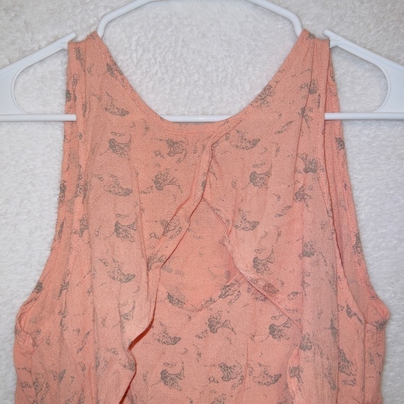 Free People Orange Crinkle Look Through Tank Top size small - Picture 2 of 6